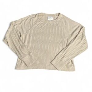 Aerie Long Sleeve Beige Ribbed Sweater with Thumb Holes Size S